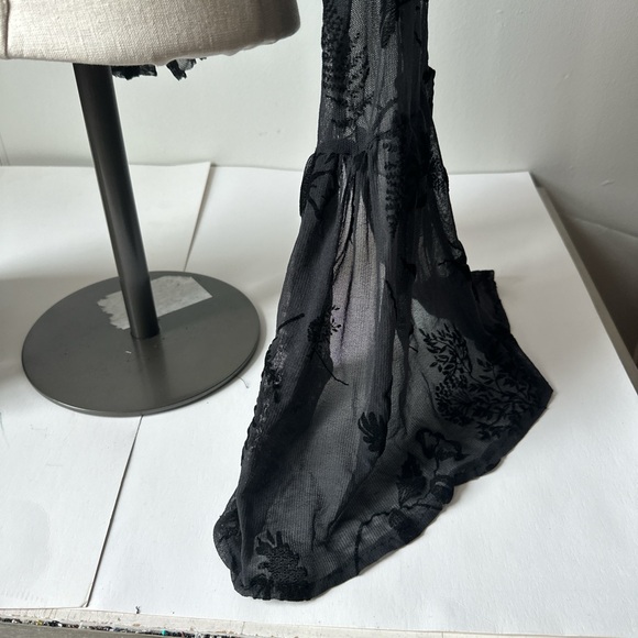 Black Sheer Wrap Top with Floral Design - Picture 4 of 5